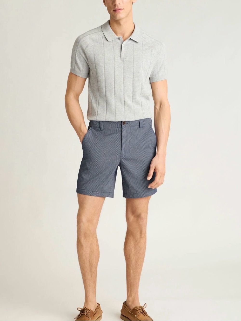 Men's Bonobos Lightweight Chino Short Navy Grey Stripe size L NWOT